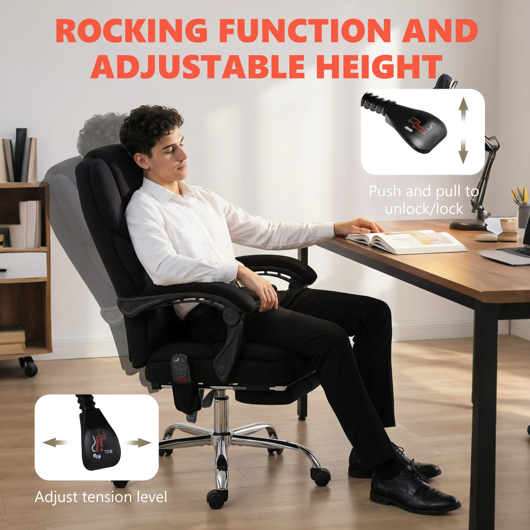 Office Chair with 6-point Vibration Massage and Heat, Fabric Desk Chai