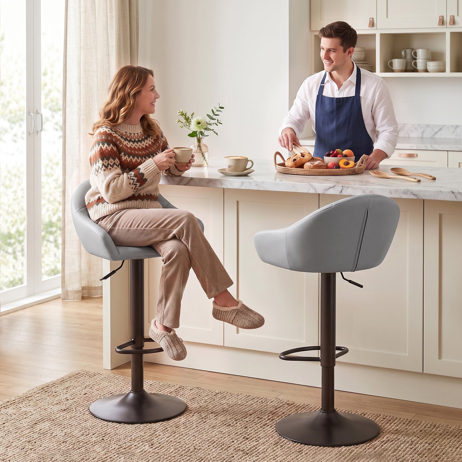 Bar Stools Adjustable Heights Breakfast Bar Stools Backrest Armrests S