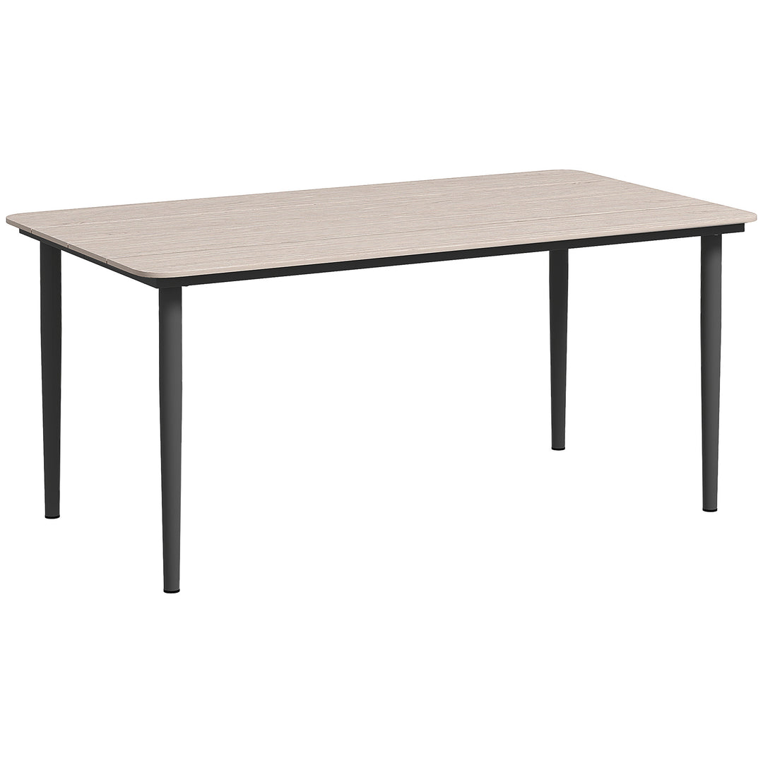 Garden Table, Outdoor Dining Table for 6 People, 160 x 90 x 74 cm, with Rust Resistant Metal Frame, WPC Top, for Balcony, Terrace, Light Grey