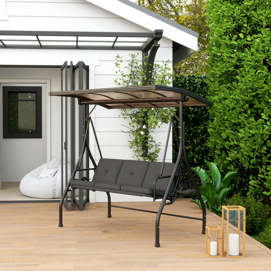 Convertible Three-Seater Swing Bench Bed - Black