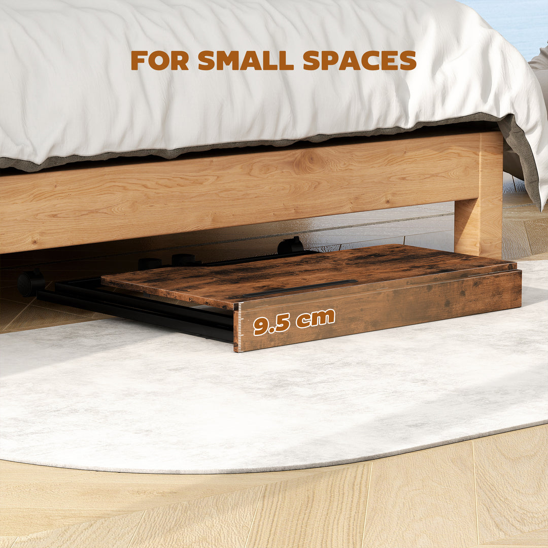Folding Small Desk on Wheels - Black Wood Effect