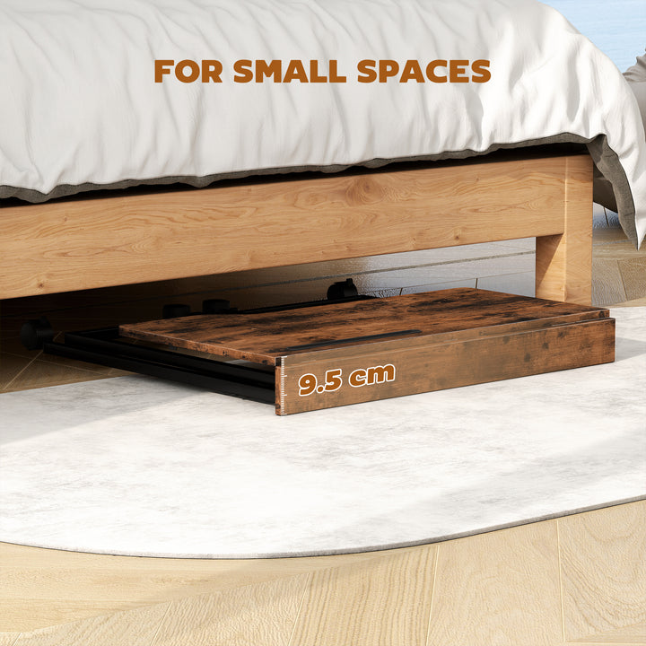 Folding Small Desk on Wheels - Black Wood Effect