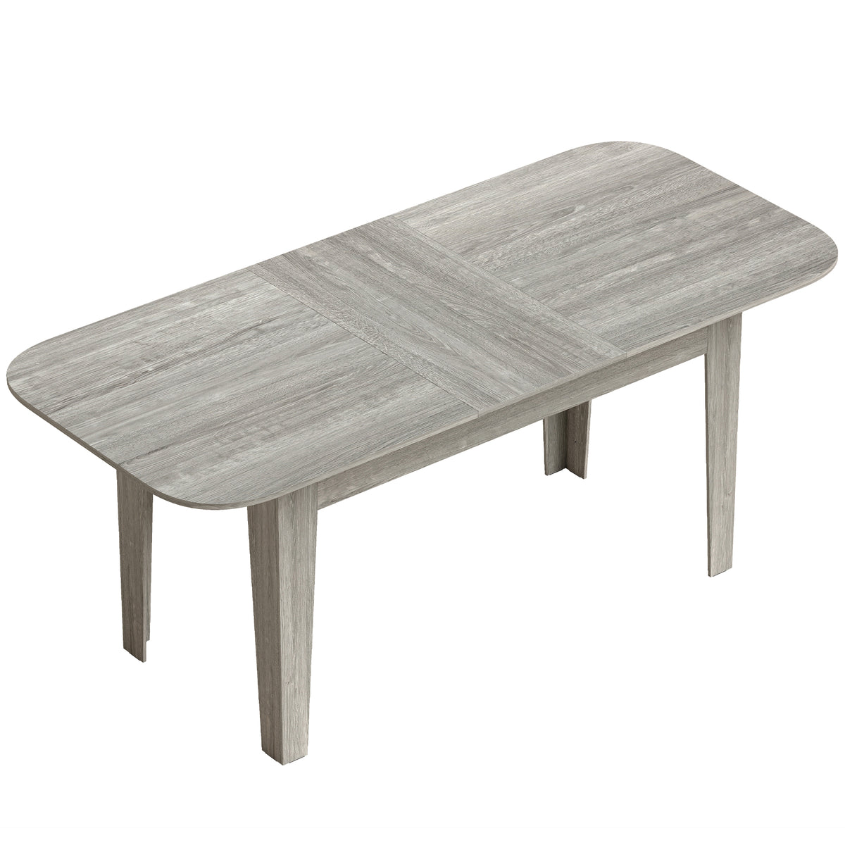 Extendable Oval Dining Table for 4-6, Modern Expandable Kitchen - Grey Wood Effect