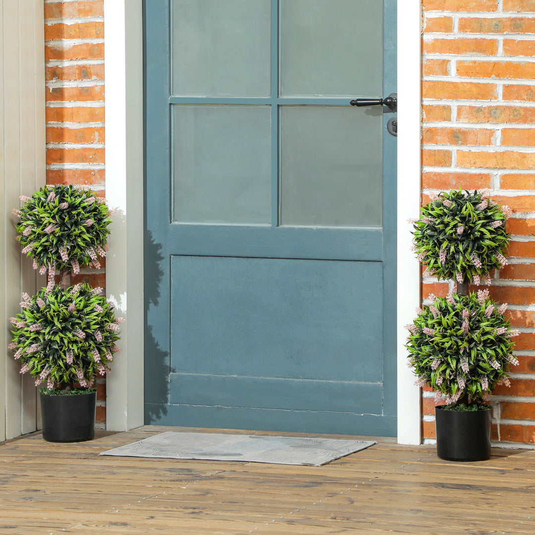 Set of 2 Decorative Artificial Plants Ball Trees with Lavender Flowers in Pot Fake Plants for Home Indoor Outdoor Decor, 70cm