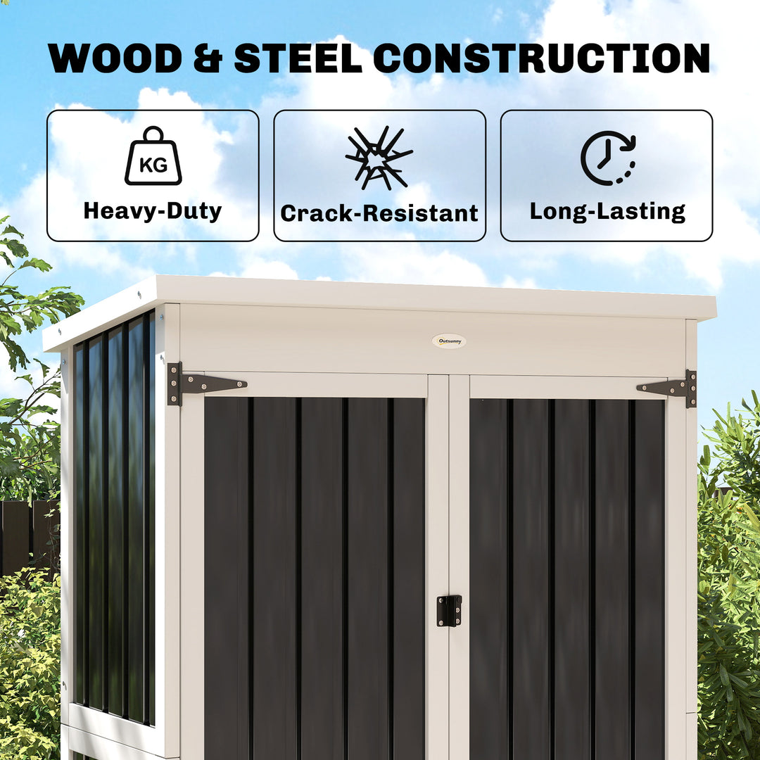 Outdoor Storage Cabinet with Removable Shelves, Garden Tool Shed with 