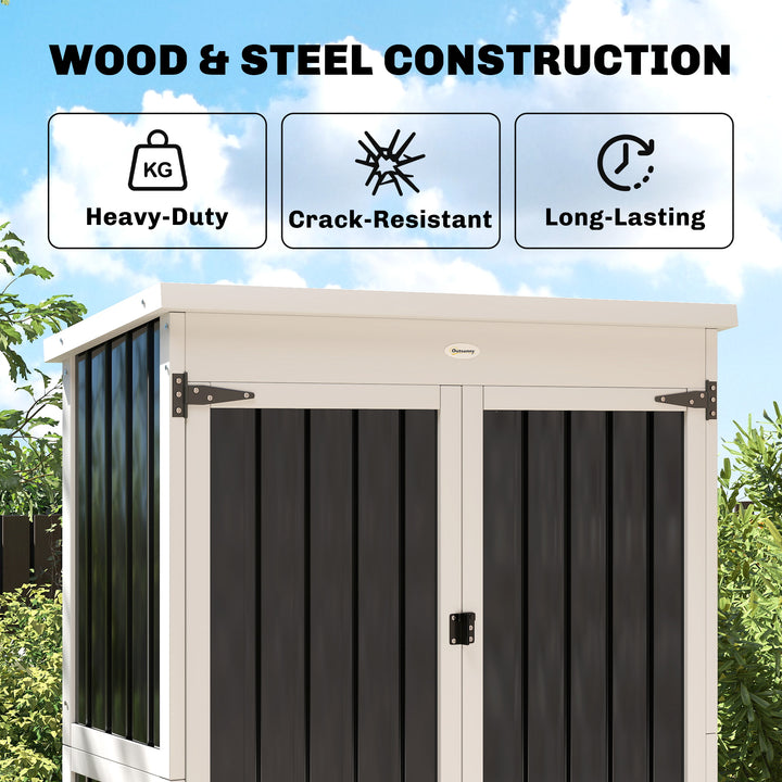 Outdoor Storage Cabinet with Removable Shelves, Garden Tool Shed with 