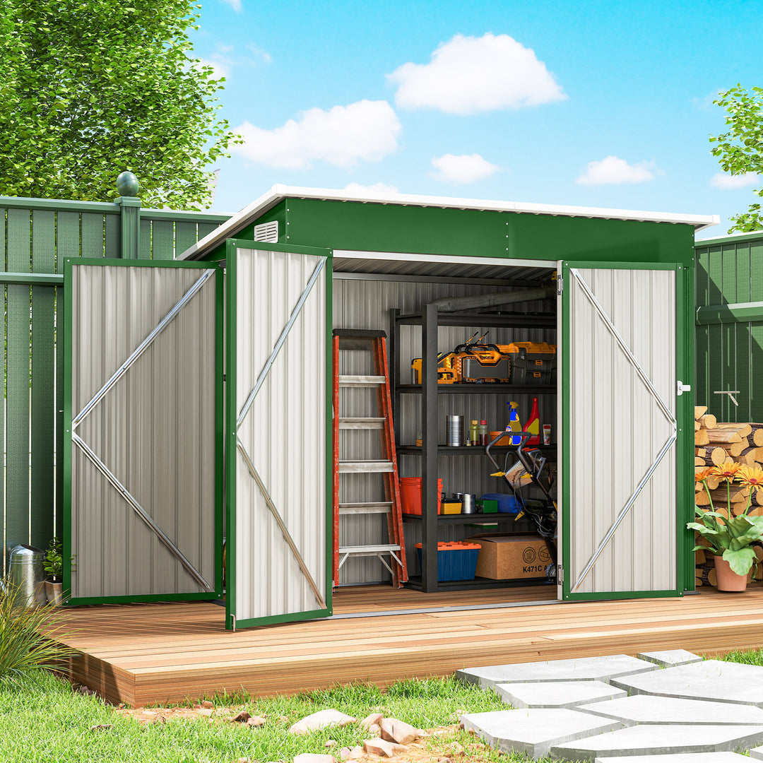 7.5 x 4.3ft Metal Garden Storage Shed, Waterproof Outdoor Shed with Tr