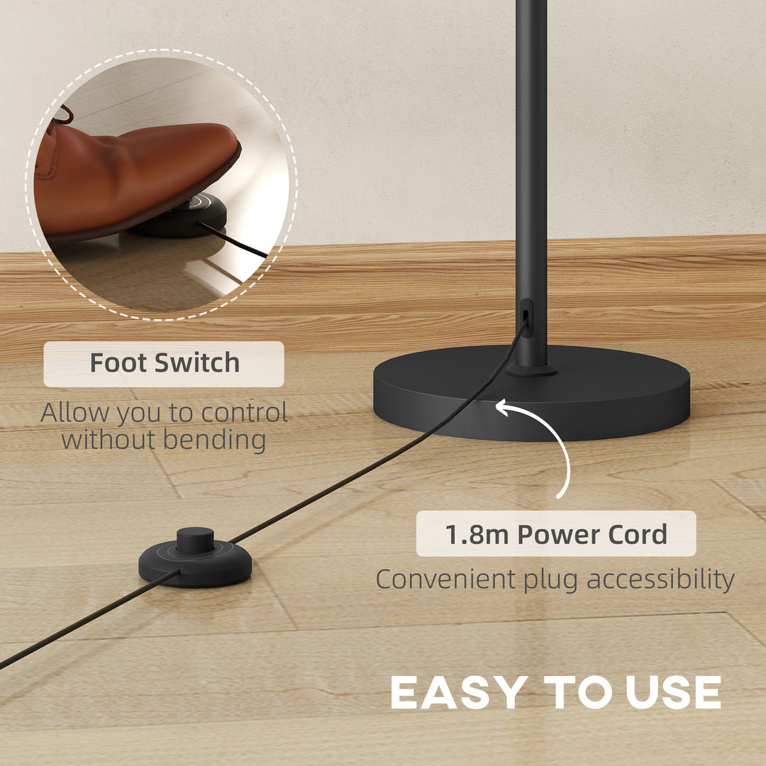 Floor Lamp, 165 cm Tall Standing Lamp with 3 Light and Foot Switch for Living Room, Bedroom, Bedside, Office, E27 Base Without Bulb (40W Max)