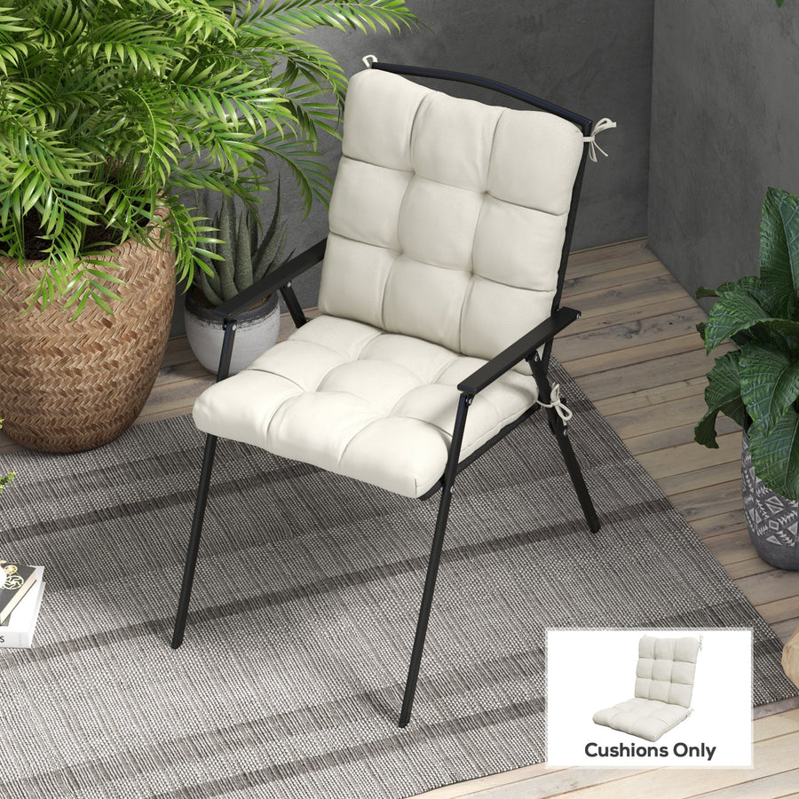 Outdoor Garden Seat Cushion with Backrest, Cream White