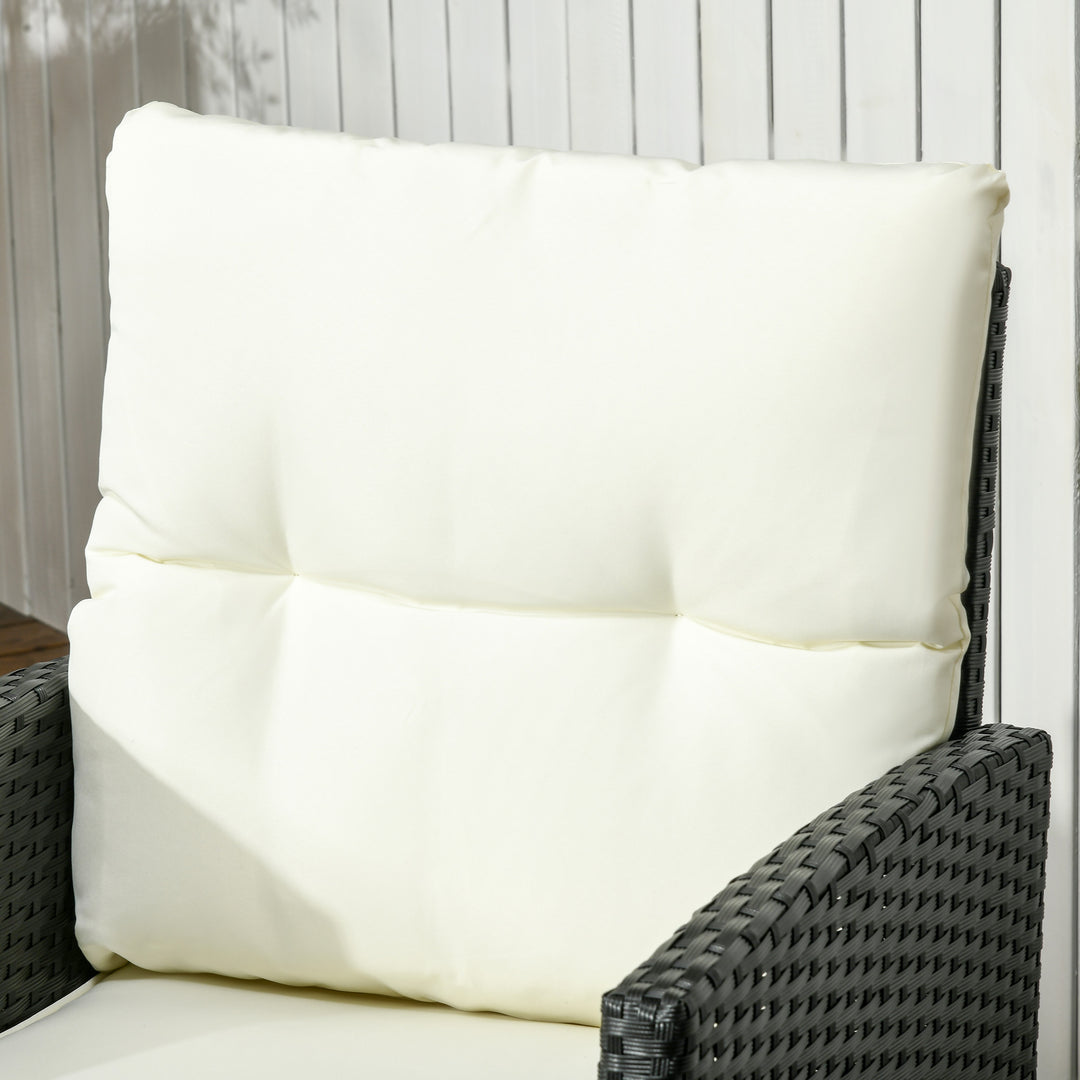5 Seater Rattan Garden Furniture Set, 2 Armchairs, 3-Seater Wicker Sofa, 2 Footstools and Glass Table, 6 Piece Patio Rattan furniture Sofa Sets with Cushions for Conservatory, White