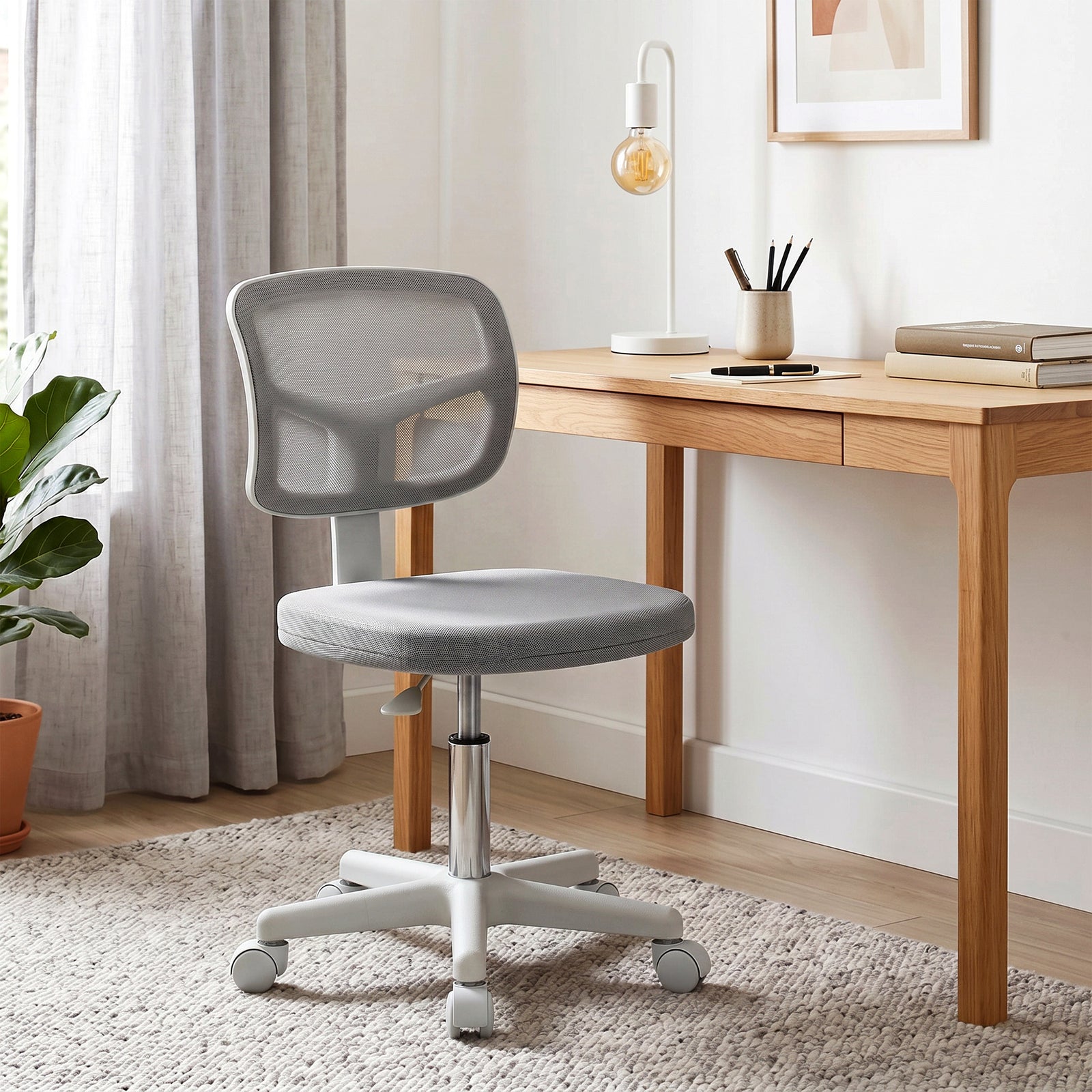 Small Office Chair without Arms, Ergonomic Swivel Mesh Desk Chair with