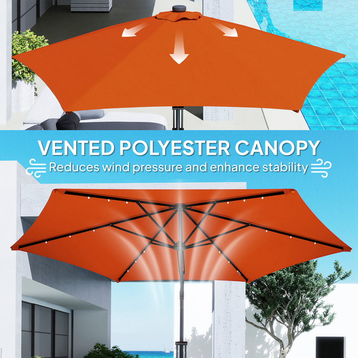3(m) Solar LED Cantilever Parasol - Orange