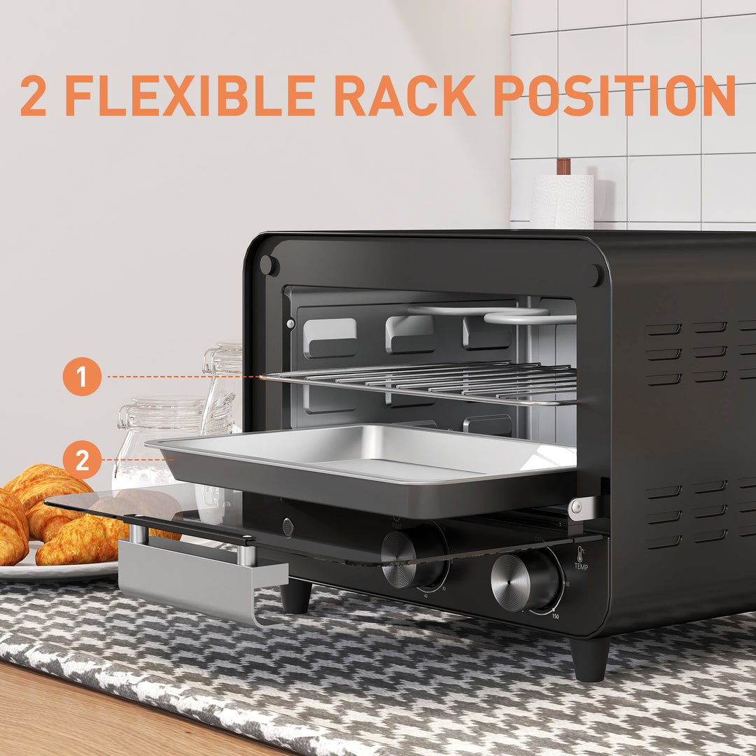 Small Toaster Oven, 12L Multifunction Mini Countertop Oven with Glass 