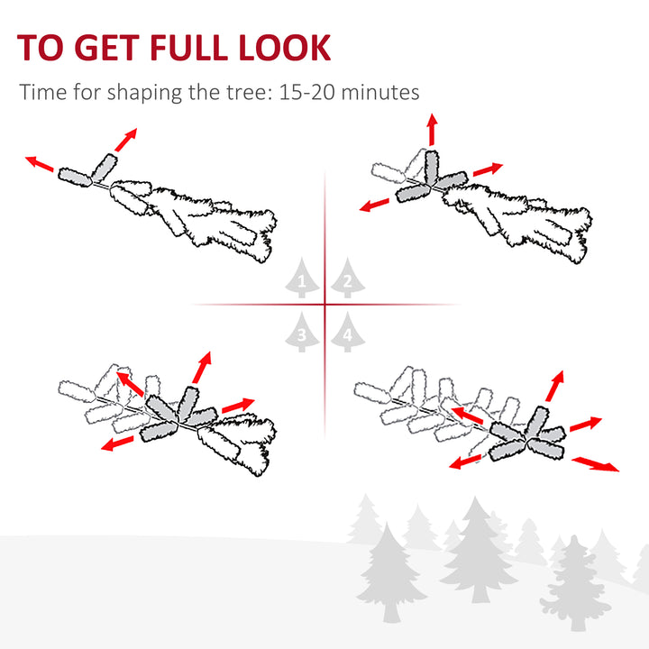 MCL 5FT Prelit Artificial Snow Flocked Christmas Tree with Warm White LED Light, Holiday Home Xmas Decoration, Green White