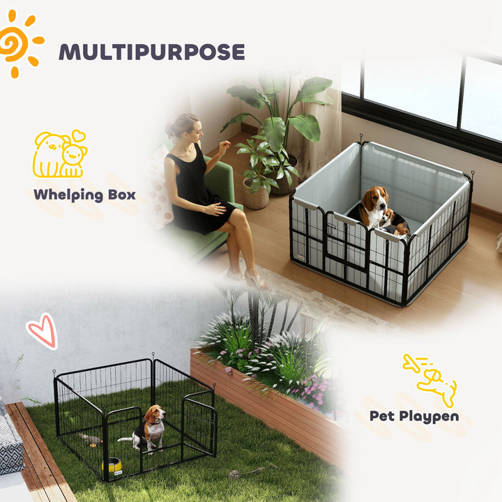 Steel Dog Whelping Box with Washable Whelping Pad, Wind-Resistant Clot