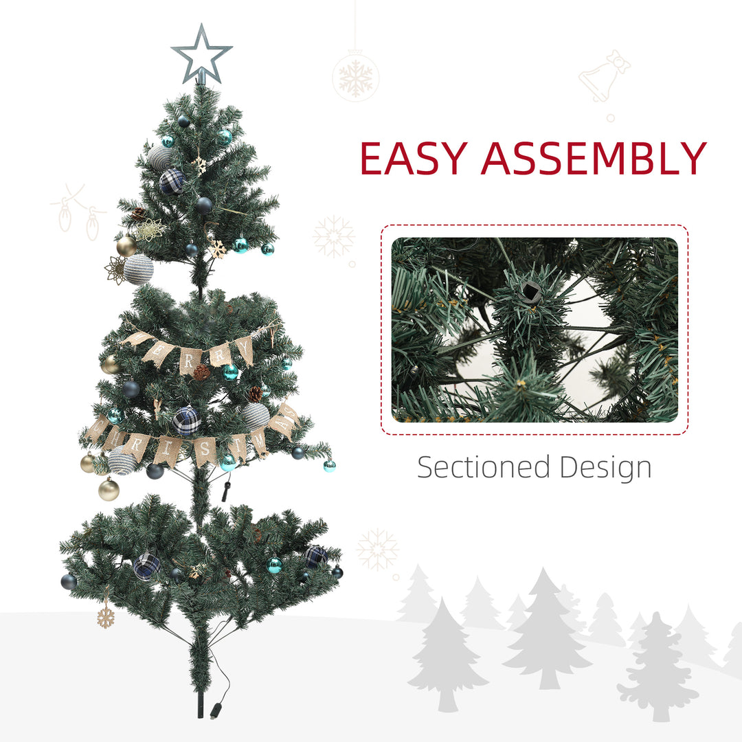 6ft Pre-Lit Xmas Tree with Decorations, Green, Blue and Warm White