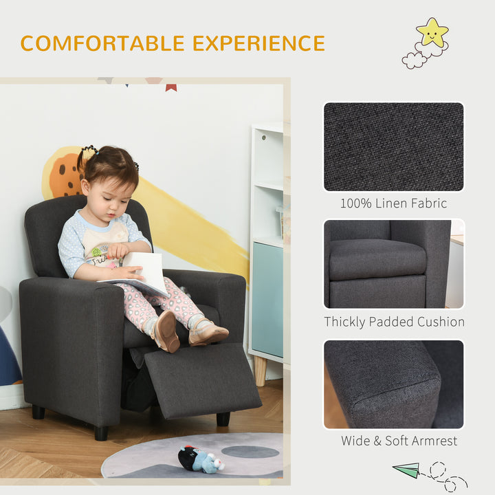 HOMCOM Children's 2-in-1 Sofa and Armchair with Footrest, Soft Seating for Playroom and Bedroom, 55 x 50 x 67cm, Grey | Aosom UK