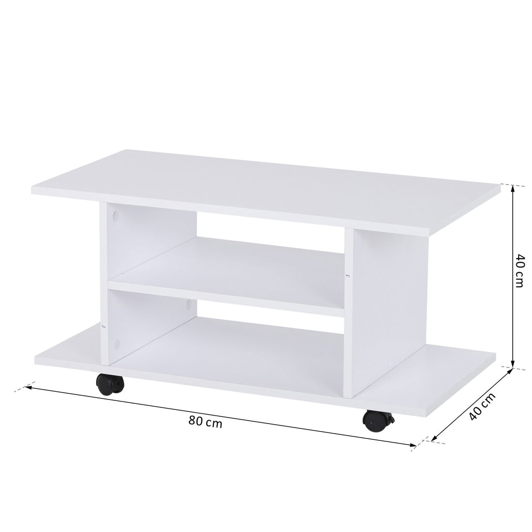 HOMCOM TV Stand W/ Shelves -White | Aosom UK