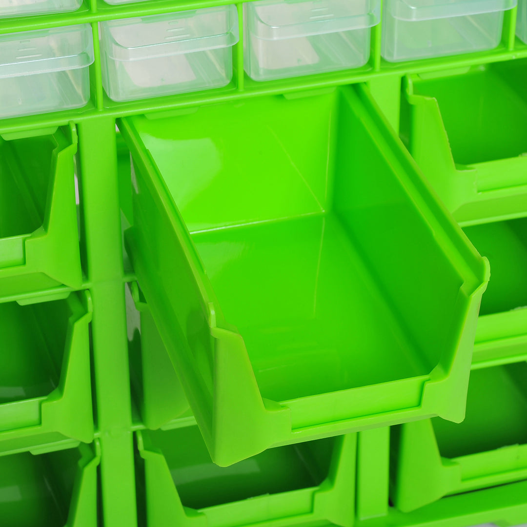 Plastic 39 Drawer Parts Organiser Wall Mount Storage Cabinet Garage Small Nuts Bolts Tool Clear
