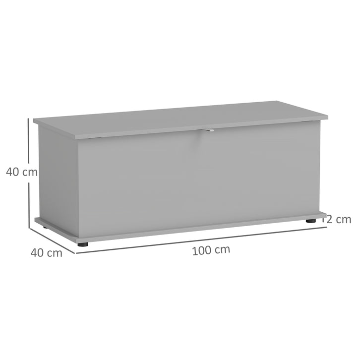 113L Storage Chest, Storage Box with Flip-Top Lid and 2 Safety Hinges, Storage Trunk for Living Room, Entryway, 100 x 40 x 40 cm, Grey