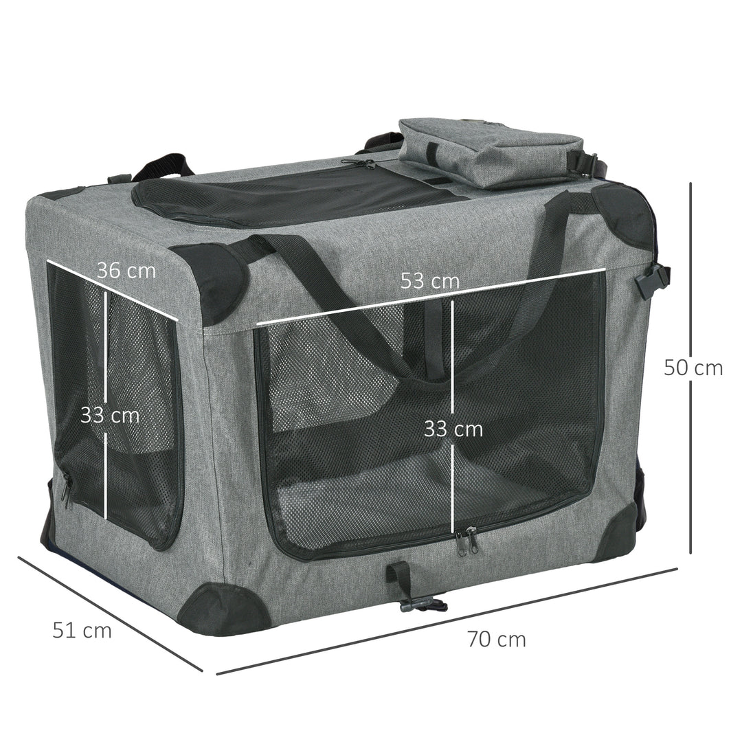 PawHut Oxford Folding Pet Carrier Bag, Portable Travel Tote for Cats & Dogs, Lightweight, 70cm, Grey