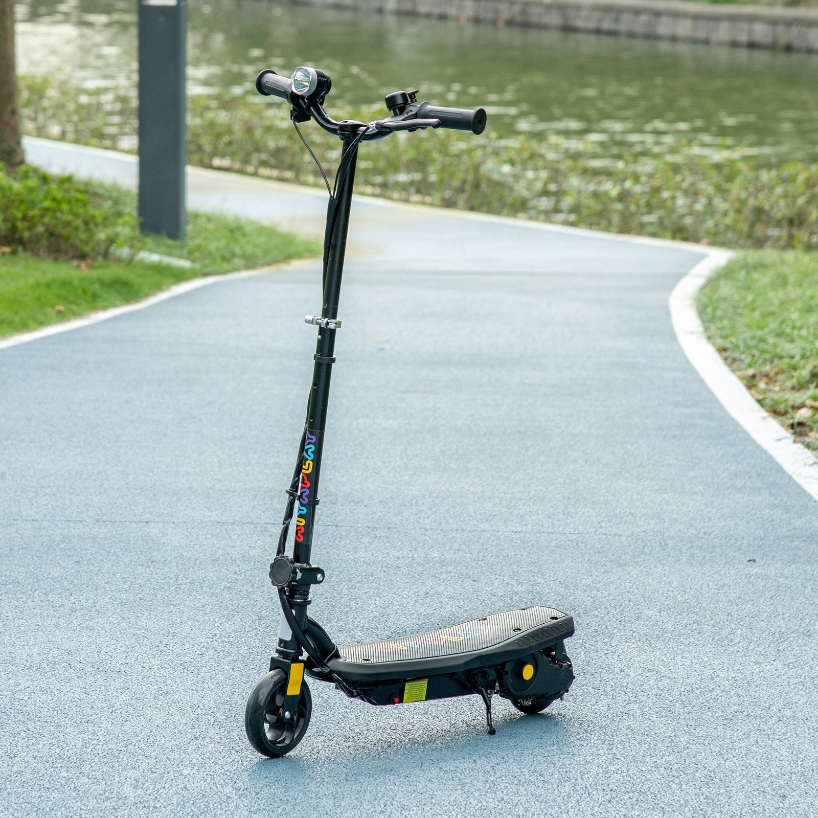 Foldable Electric Scooter, with LED Headlights, for Ages 7-14 Years, Black