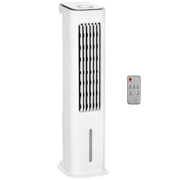 HOMCOM Ice Cooling Evaporative Air Cooler with Oscillation, 3 Modes, 3 Speeds, Remote Control, Timer, White | Aosom UK