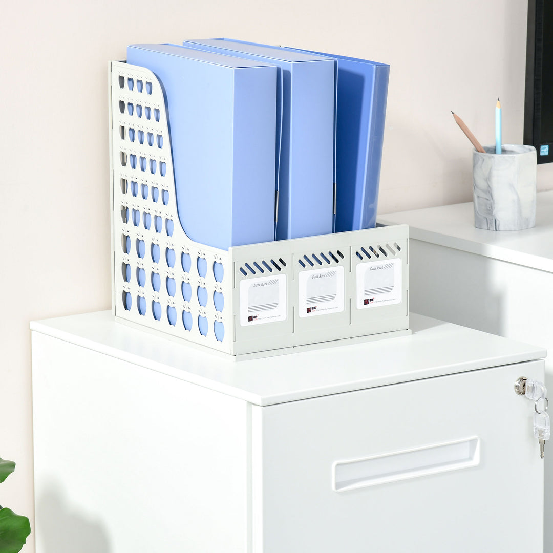 Metal Mobile File Cabinet with Wheels, Lockable 2 Drawer Filing Cabinet for A4, Legal, Letter, Compact Under Desk Storage Unit with Pre-Assembled Body for Home Office, 39 x 48 x 67cm, White