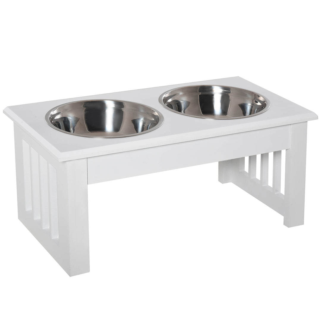 MCL Raised Dog Feeding Bowls with Stand, Stainless Steel for  Extra Small and Small Dog, 44L x 24W x 15H cm - White