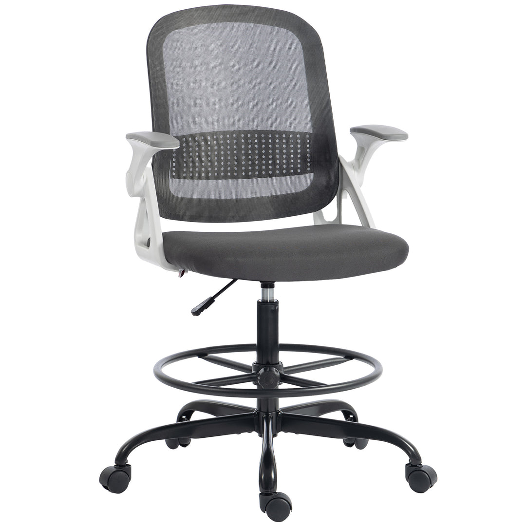 Painting Chair, Mesh Computer Desk Chair with Flip-up Armrests, Grey