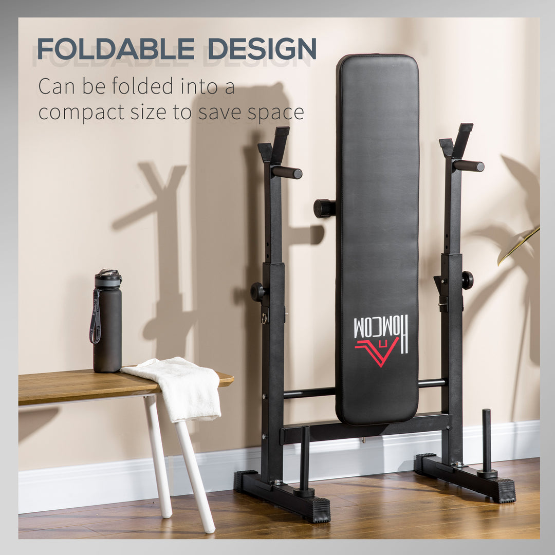 Adjustable Weight Bench, Foldable Bench, with Barbell Rack, Black