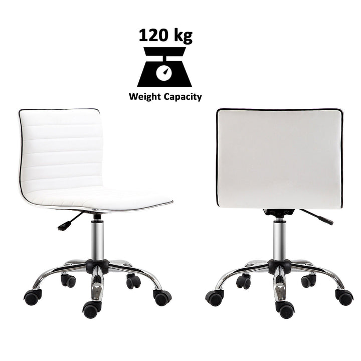 HOMCOM Adjustable Swivel Office Chair with Armless Mid-Back in PU Leather and Chrome Base - White | Aosom UK