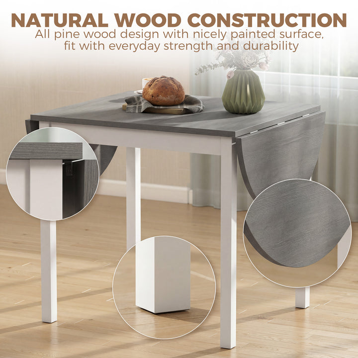 4-6 Person Wooden Drop-Leaf Table - Grey