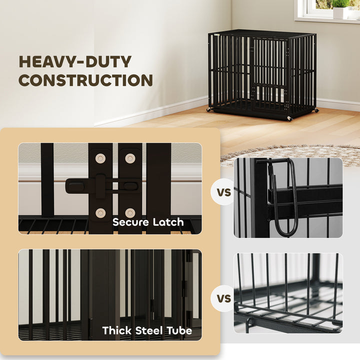 Heavy Duty Dog Crate, Dog Cage with Wheels for Small Medium Breeds, Me