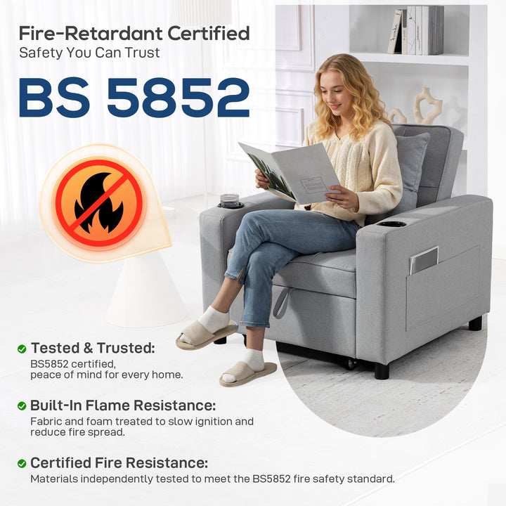 3-in-1 Single Sofa Bed, Convertible Sleeper Chair Bed
