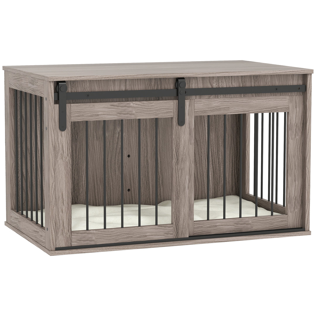 98cm Dog Crate Furniture with Removable Cushion for Large Dogs - Brown