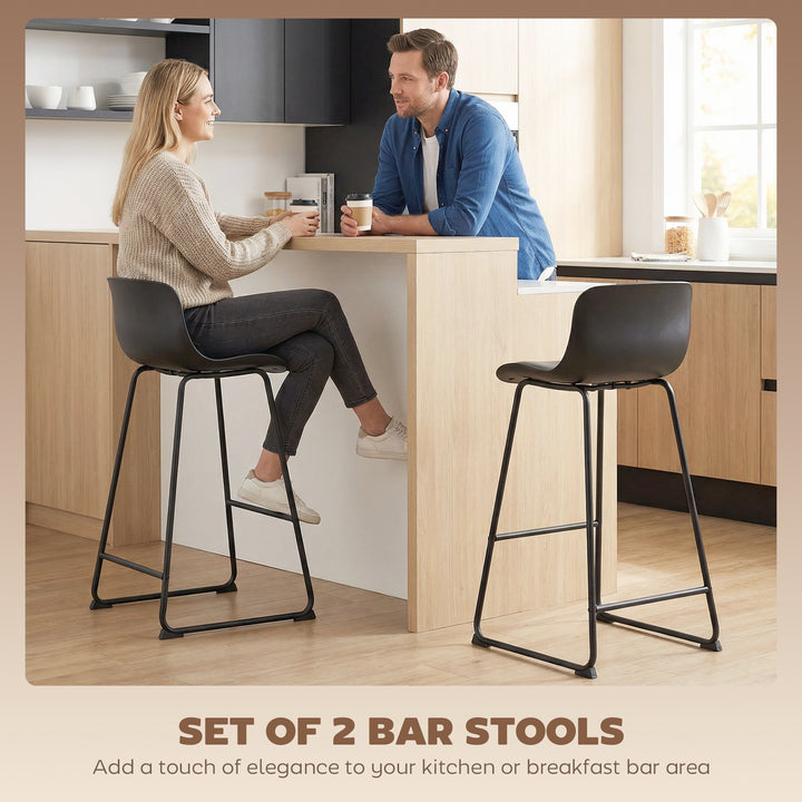 Modern Bar Stools Set of 2, PU Leather Barstools, Counter Height Kitch