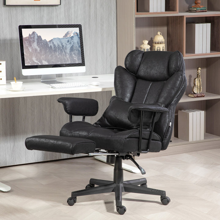 Executive Office Chair, Ergonomic Desk Chair with Foot Rest, Lumbar Support, Reclining Function and Wide Seat, Black