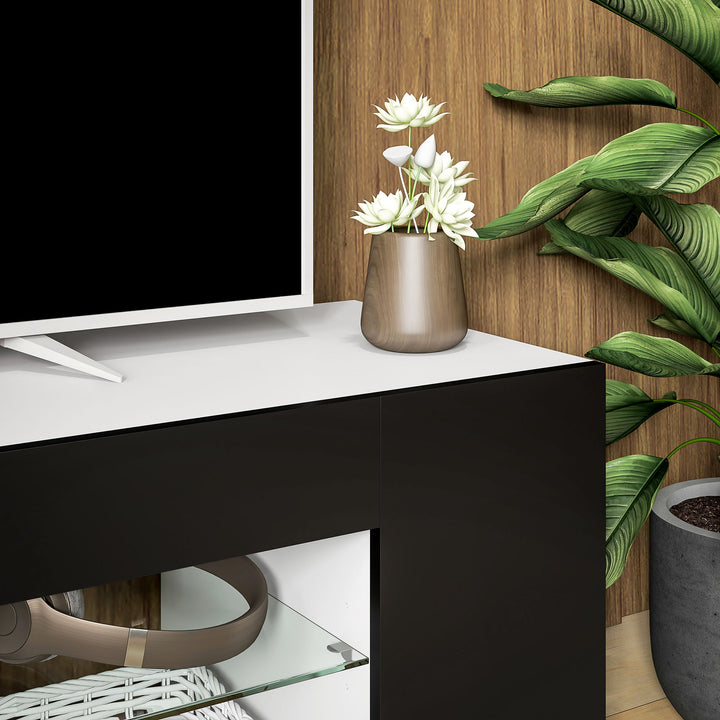 Multi-Shelf TV Cabinet, with Adjustable LED Lights - Black