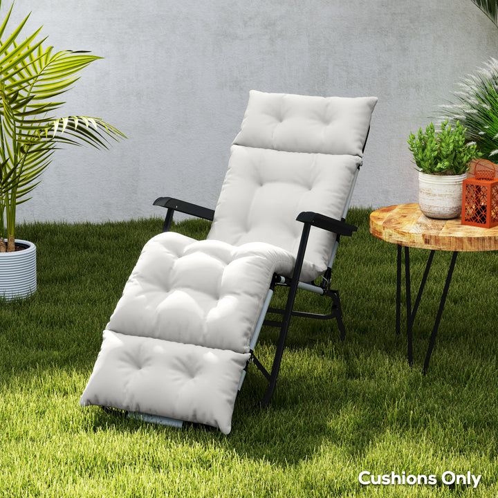 Sun Lounger Cushions Only, 190x56x10cm Garden Lounge Chair Cushions, UPF20+ 220gsm Fabric, Thick Sunbed Replacement Pads with 6 Ties, Light Grey