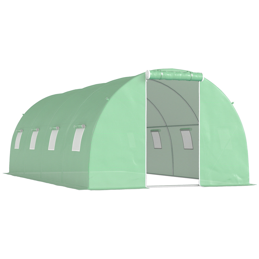 6 x 3 m Walk-in Polytunnel Greenhouse, Zipped Roll-Up Door, 8 Mesh