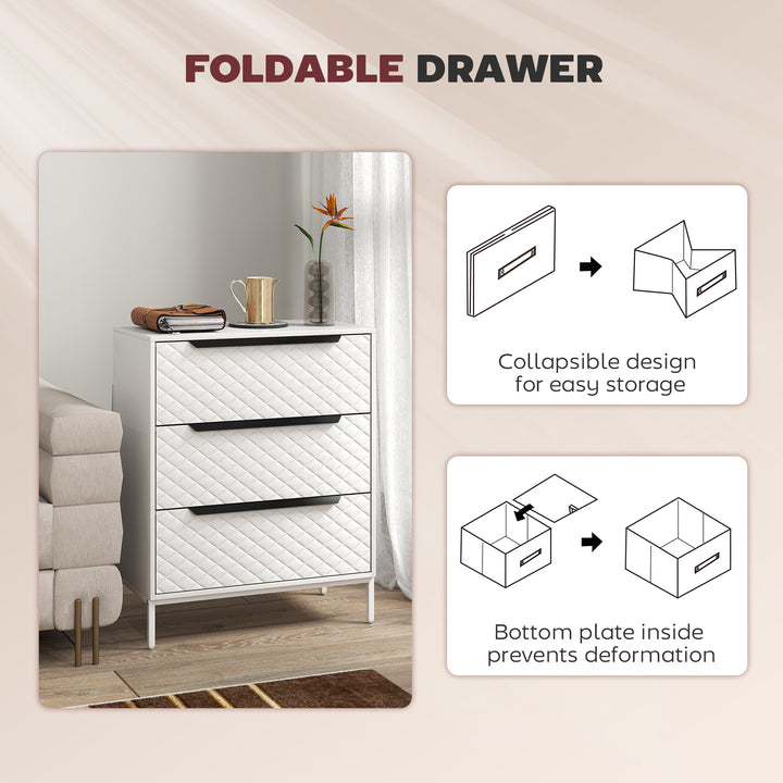 Chest of Drawers, Dresser with 3 Fabric Drawers and Aluminium Handles 