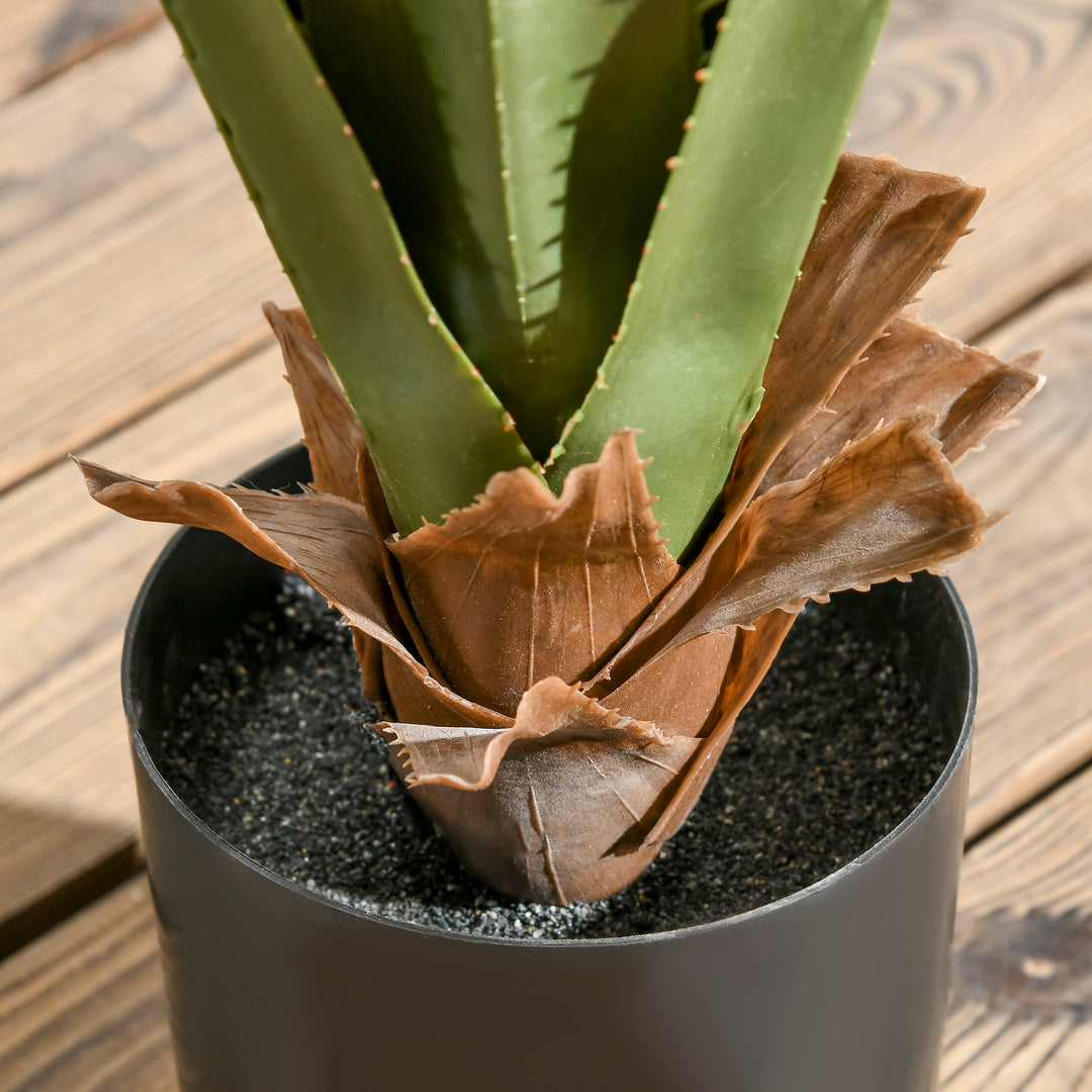 HOMCOM Artificial Agave Plants: Faux Succulent Set of 2 in Pots for Indoor/Outdoor Décor, Verdant Green | Aosom UK