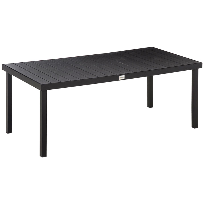 MCL Aluminium Outdoor Garden Dining Table for 8 People, Faux Wood Top, for Garden, Patio, 190 x 90 x 74cm, Black
