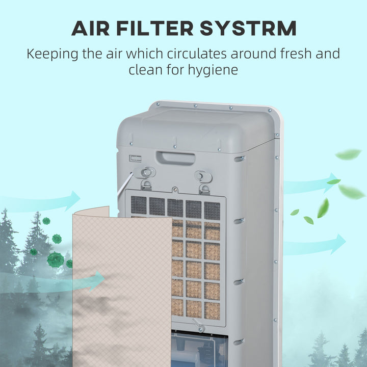 Mobile Air Cooler, 12L Tank Evaporative Ice Cooling Fan Water Conditioner Humidifier Unit with 3 Modes, 3 Speed, Remote, Timer, Oscillating for Home Bedroom