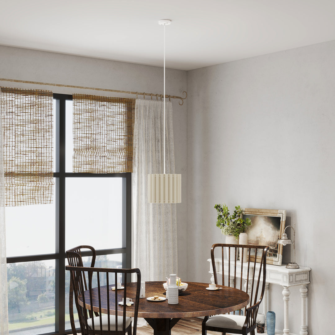 Linen Pendant Light, Modern Wave Ceiling Light Shade, E27 Lampshade for Living Room, Bedroom, Kitchen, Hallway, White
