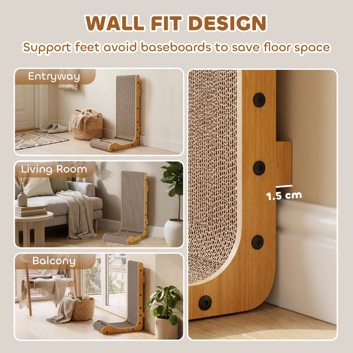 Cat Scratching Board Wall Mounted Cat Scratcher Corrugated 3 Toy Balls