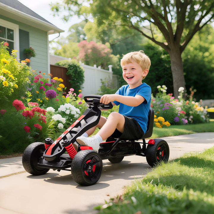 Kids Pedal Go Kart with Clutch, Brake and Reverse, Ages 3 to 6, Red