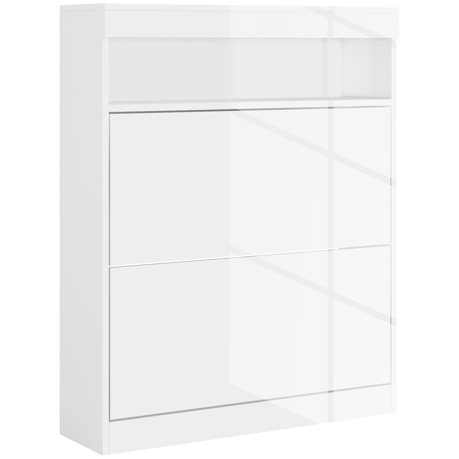16 Shoe Pair Storage Cabinet, with Flip Doors - High Gloss White