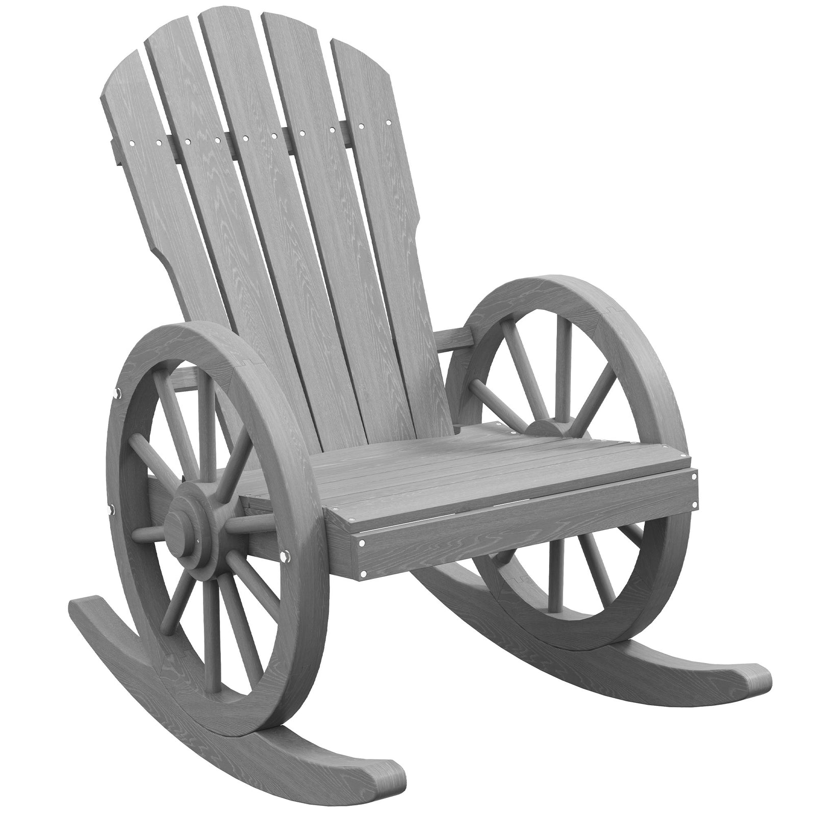 Wooden Adirondack Rocking Chair Reclining Armchair Outdoor Garden Furniture Patio Porch Rocker - Grey